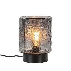 Straluma Kleine tafellamp zwart met smoke glazen kap> Tafellampen|Lifestyle Verlichting
