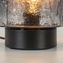 Straluma Kleine tafellamp zwart met smoke glazen kap></noscript> Tafellampen|Lifestyle Verlichting