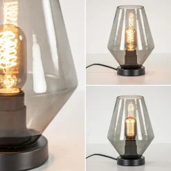 Straluma Kleine tafellamp zwart met smoke glas></noscript> Tafellampen|Klassieke Verlichting