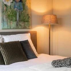 Straluma Lampenkap vlas linnen donker warm omgeslagen></noscript> Lampenkappen