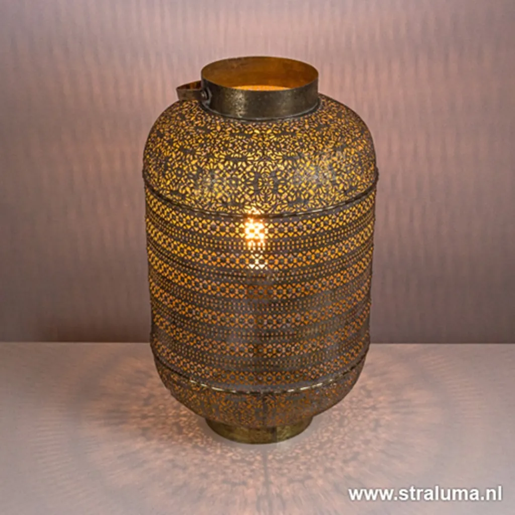 Straluma L&L tafellamp UDUPI bruin-goud Oosters> Light and Living|Woonkamerlampen