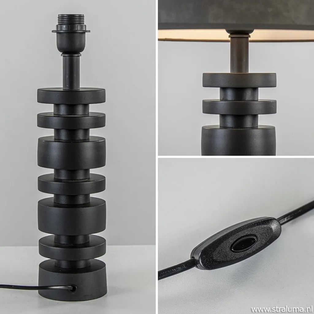 Straluma Lampvoet Desley zwart EXCL.KAP> Tafellampen|Lampenvoeten