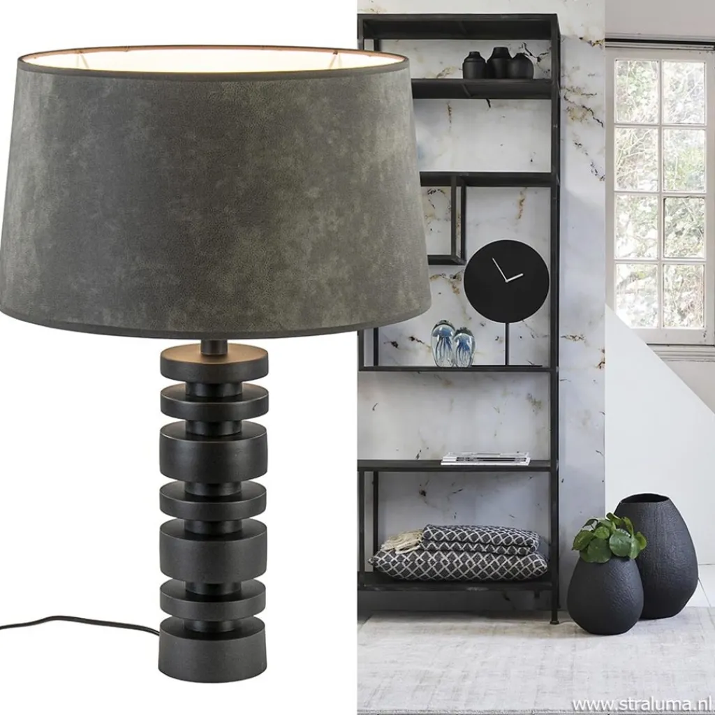 Straluma Lampvoet Desley zwart EXCL.KAP> Tafellampen|Lampenvoeten