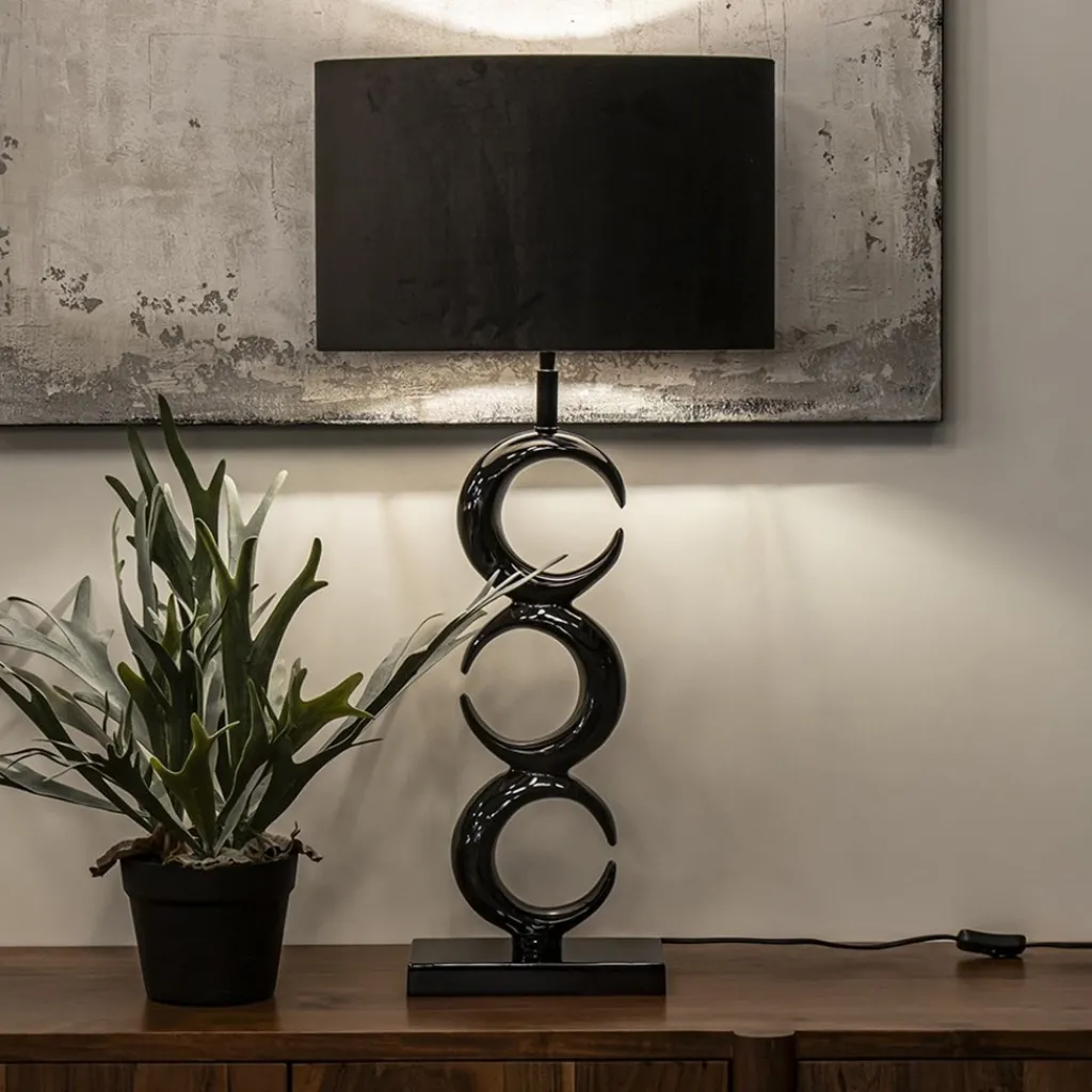 Straluma Lampvoet Maan shiny zwart exclusief kap> Tafellampen|Lampenvoeten