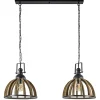 Straluma Landelijk industriële 2-lichts hanglamp hout/zink> Eettafellampen|Light and Living