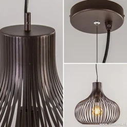 Straluma Landelijke draadlamp-hanglamp bruin 48cm></noscript> Eettafellampen|Draadlampen