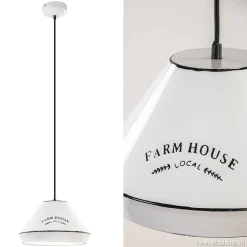 Straluma Landelijke hanglamp farm house wit met zwart Ø32 cm> Tienerkamerlampen|Slaapkamerlampen