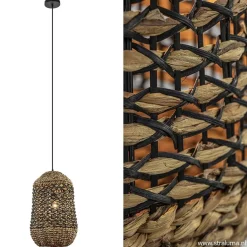 Straluma Landelijke hanglamp Tripoli rotan met zwart><noscript><img width=