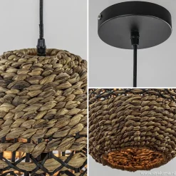 Straluma Landelijke hanglamp Tripoli rotan met zwart><noscript><img width=