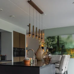 Straluma Landelijke 5-lichts LED hanglamp cilinders bruin><noscript><img width=