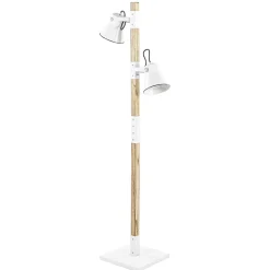 Straluma Landelijke 2-lichts vloerlamp hout met witte kappen> Leeslampen|Slaapkamerlampen