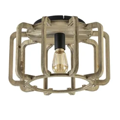 Straluma Landelijke plafondlamp ruw hout mat zwart> Kooilampen|Woonkamerlampen