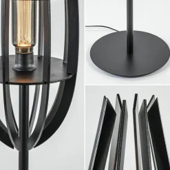 Straluma Landelijke vloerlamp mat zwart met houten kap><noscript><img width=