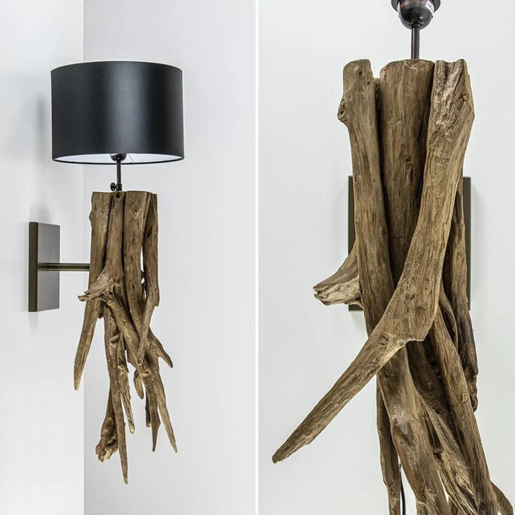 Straluma Landelijke wandlamp Bluma hout exclusief kap> Lampenvoeten|Light and Living
