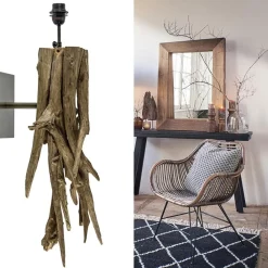 Straluma Landelijke wandlamp Bluma hout exclusief kap><noscript><img width=