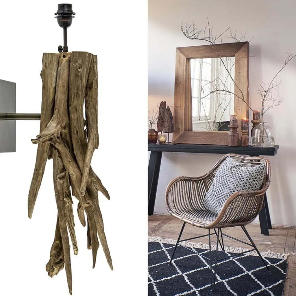 Straluma Landelijke wandlamp Bluma hout exclusief kap> Lampenvoeten|Light and Living