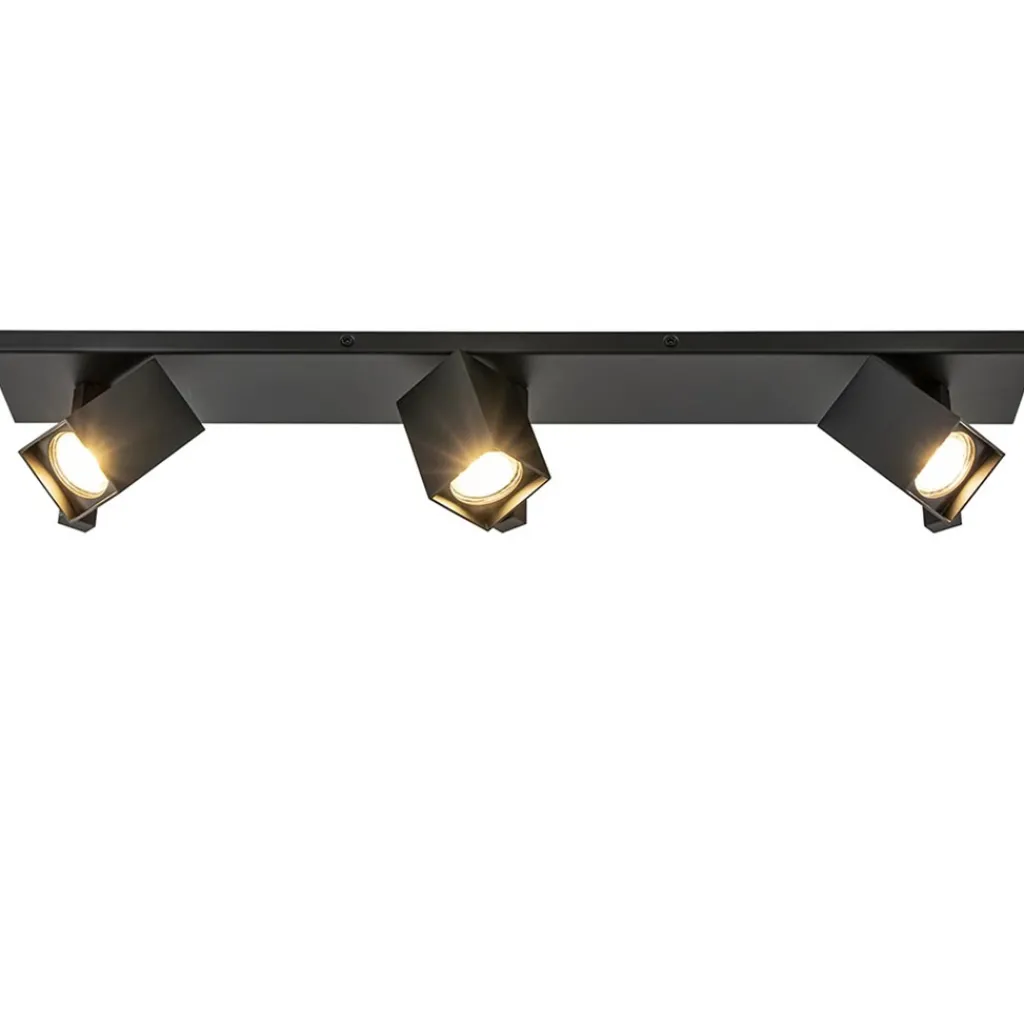 Straluma Langwerpige 3L opbouwspot met vierkante spots zwart> Plafondlampen|Opbouwspots