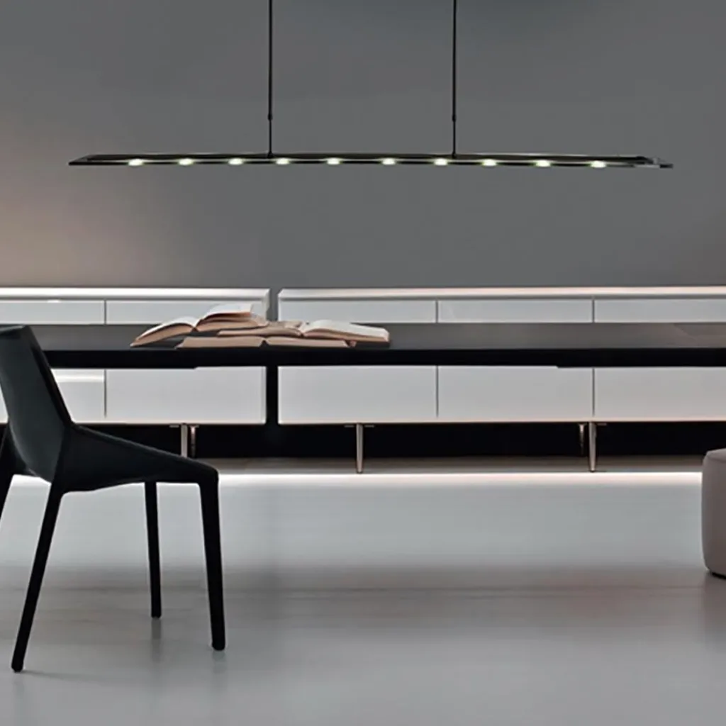 Straluma Langwerpige LED hanglamp zwart met smoke glas 170 cm> Hanglampen|Eettafellampen