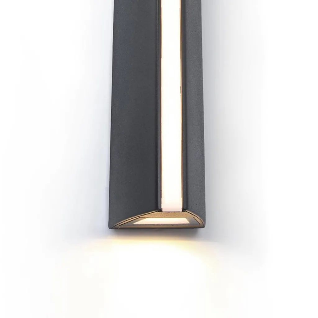 Straluma Langwerpige zwarte buitenlamp up+down en front> Buitenlampen|Wandlampen