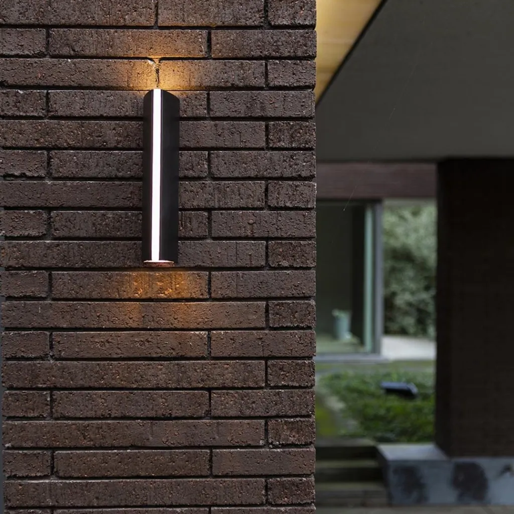 Straluma Langwerpige zwarte buitenlamp up+down en front> Buitenlampen|Wandlampen
