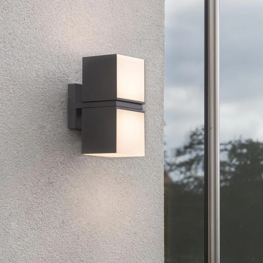 Straluma LED buitenlamp dubbele kubus draaibaar grijs IP54> Wandlampen|Buitenlampen