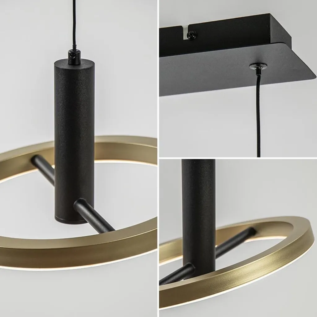 Straluma LED eettafelhanglamp 3-lichts balk zwart/goud dimbaar> Hanglampen|Eettafellampen