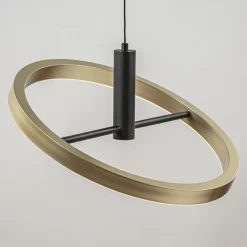 Straluma LED hanglamp Circle zwart/goud 3-standen dimbaar></noscript> Hanglampen|Eetkamerverlichting