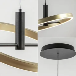 Straluma LED hanglamp Circle zwart/goud 3-standen dimbaar></noscript> Hanglampen|Eetkamerverlichting
