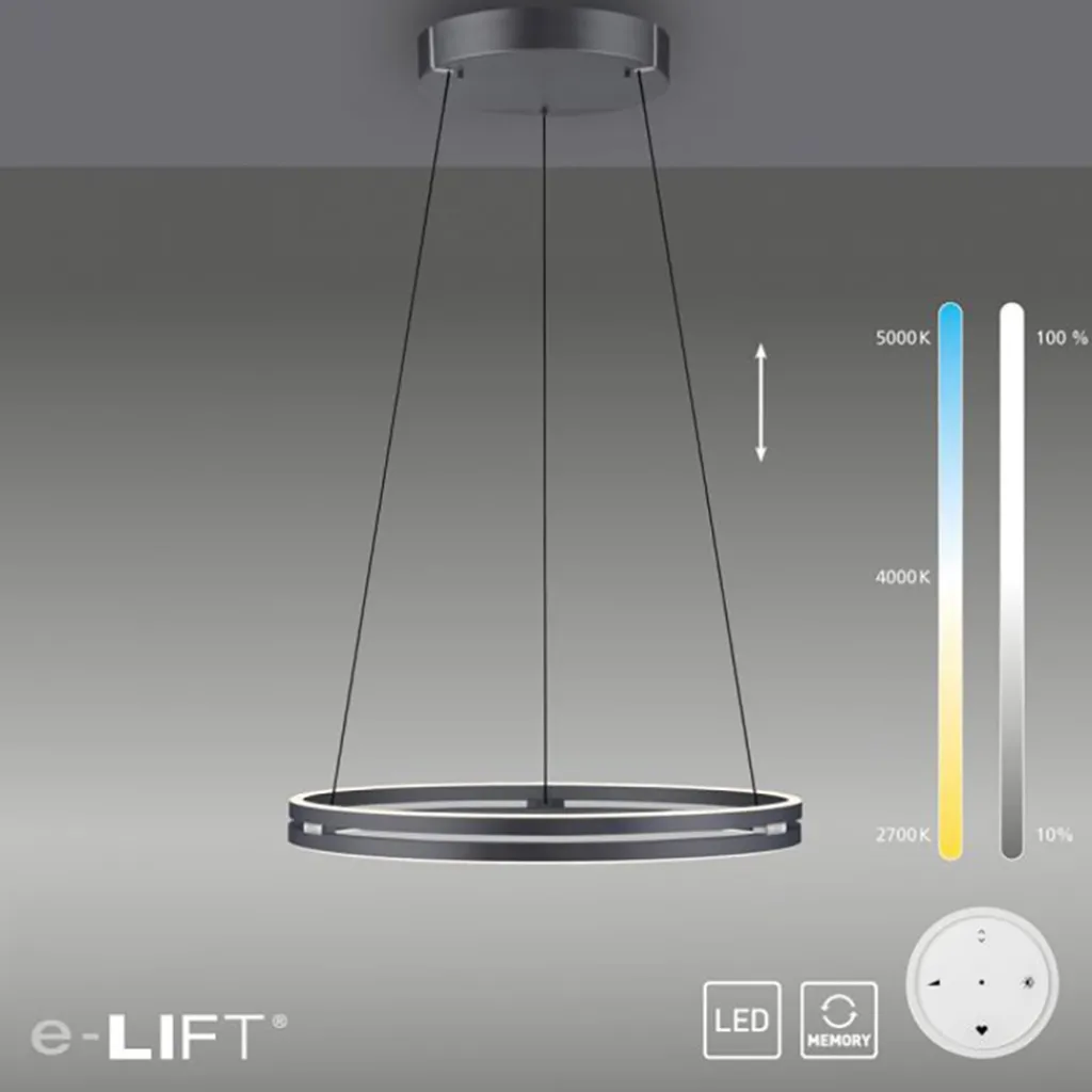 Straluma LED hanglamp grijs met E-Lift functie> Hanglampen|Eettafellampen