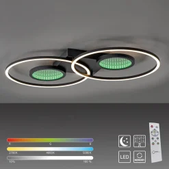 Straluma LED plafondlamp zwart ringen met RGB en memory> Plafondlampen|LED Plafondlampen