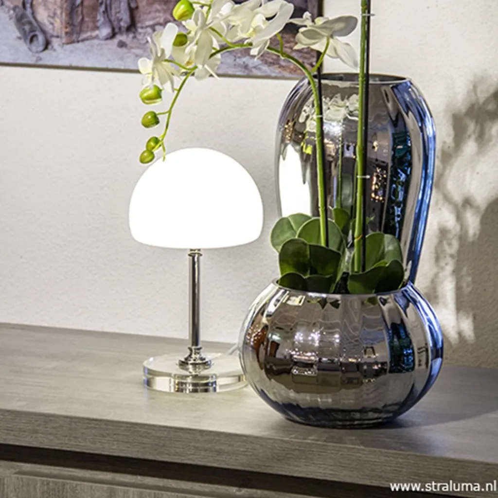 Straluma LED tafellamp chroom/opaal glas dimbaar> Tafellampen|Touch Lampen