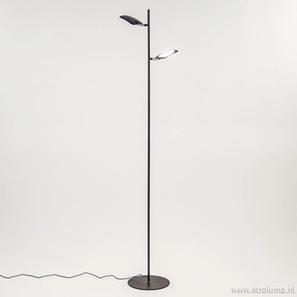 Straluma Leeslamp Raggio 2L zwart 3-step dim> Vloerlampen|Leeslampen