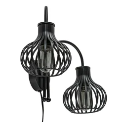 Straluma 2-Lichts draad wandlamp mat zwart> Draadlampen|Woonkamerlampen