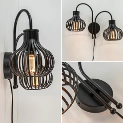 Straluma 2-Lichts draad wandlamp mat zwart></noscript> Draadlampen|Woonkamerlampen