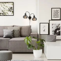 Straluma 2-Lichts draad wandlamp mat zwart></noscript> Draadlampen|Woonkamerlampen