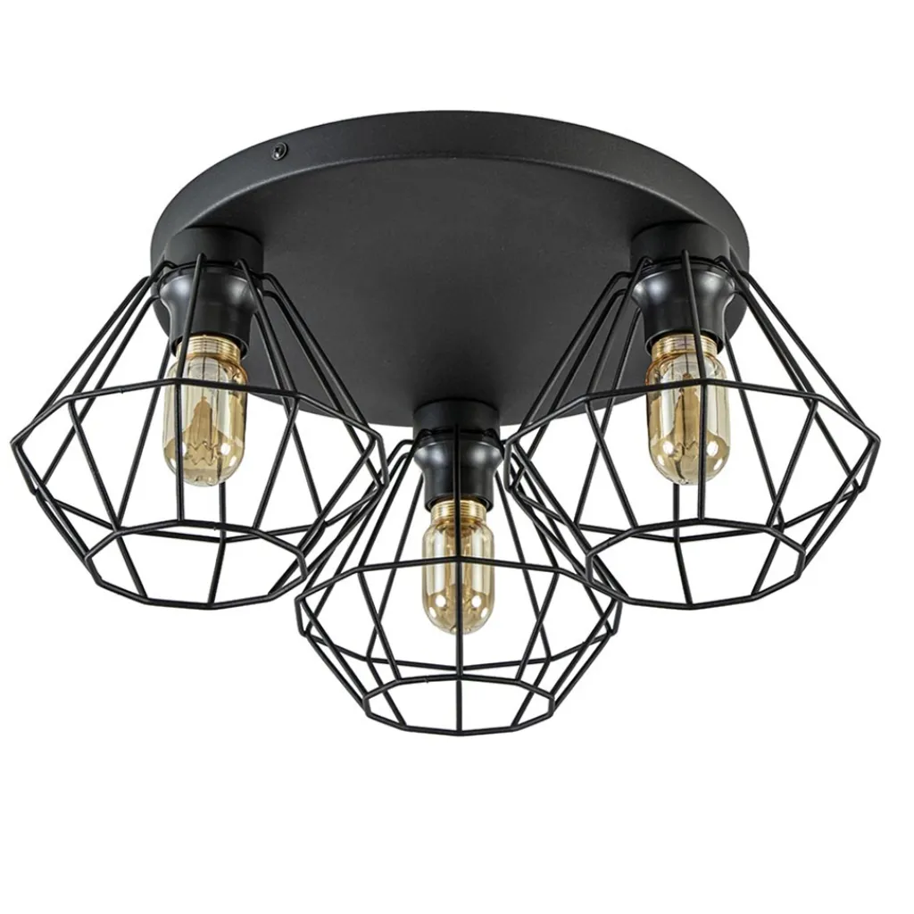 Straluma 3-Lichts draadlamp diamant mat zwart> Draadlampen|Keukenverlichting