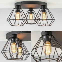 Straluma 3-Lichts draadlamp diamant mat zwart><noscript><img width=