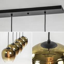 Straluma 5-Lichts eettafelhanglamp gold gradient glas></noscript> Eettafellampen|Keukenverlichting