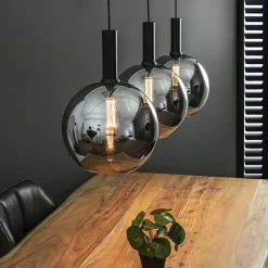 Straluma 3-Lichts eettafelhanglamp mat zwart met smoke glas 30 cm><noscript><img width=