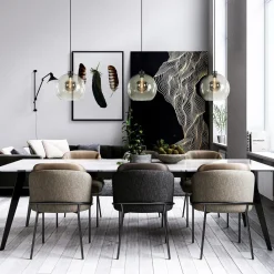 Straluma 3-Lichts eettafelhanglamp met smoke glazen bollen><noscript><img width=