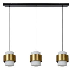 Straluma 3-Lichts eettafelhanglamp mat goud met opaal glas> Eettafellampen|Keukenverlichting