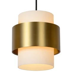 Straluma 3-Lichts eettafelhanglamp mat goud met opaal glas><noscript><img width=