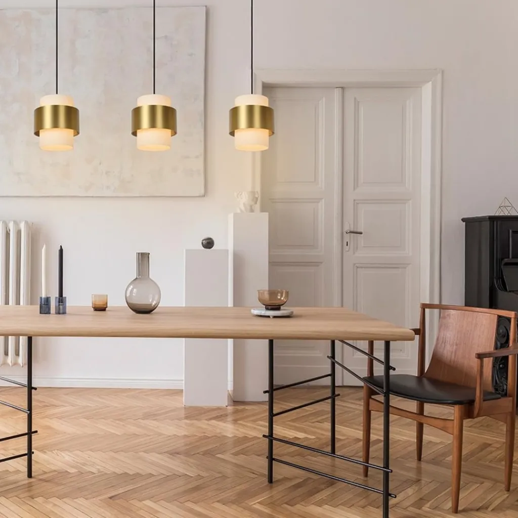 Straluma 3-Lichts eettafelhanglamp mat goud met opaal glas> Eettafellampen|Keukenverlichting