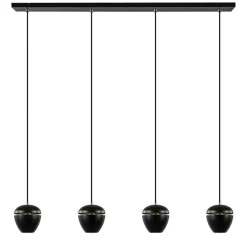 Straluma 4-Lichts eettafelhanglamp mat zwart met goud> Eettafellampen|Eetkamerverlichting