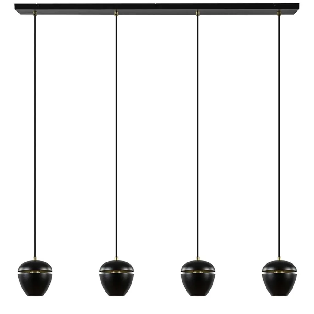 Straluma 4-Lichts eettafelhanglamp mat zwart met goud> Eettafellampen|Eetkamerverlichting