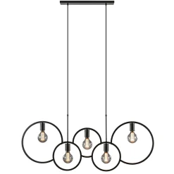 Straluma 5-Lichts eettafelhanglamp ringen mat zwart> Eettafellampen|Eetkamerverlichting