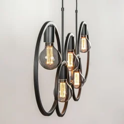 Straluma 5-Lichts eettafelhanglamp ringen mat zwart></noscript> Eettafellampen|Eetkamerverlichting