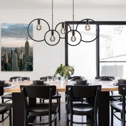 Straluma 5-Lichts eettafelhanglamp ringen mat zwart></noscript> Eettafellampen|Eetkamerverlichting