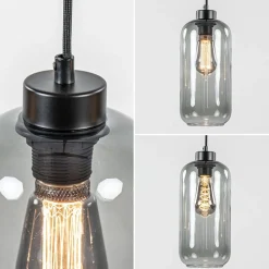 Straluma 3-Lichts eettafelhanglamp smoke glas cilinder><noscript><img width=