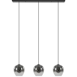 Straluma 3-Lichts eettafelhanglamp smoke/helder glas> Eettafellampen|Pendel Lampen